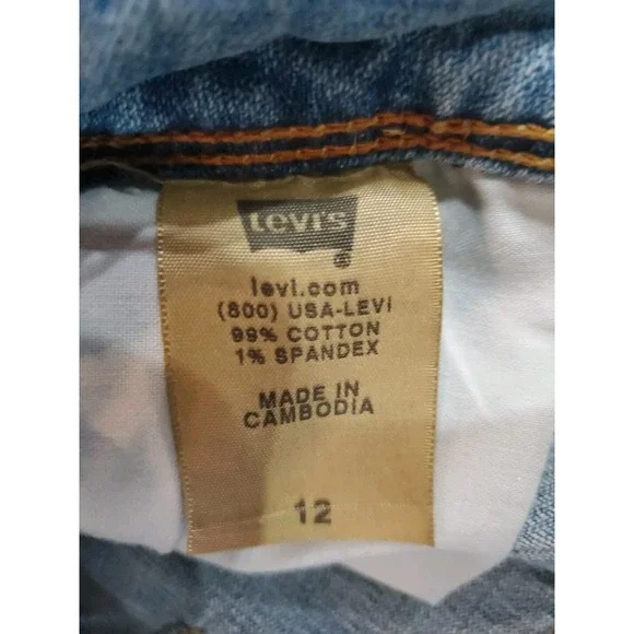 Levi's 545 Jeans Denim Shorts Distressed Light wash Stretch Red Tab Sz 12 - Picture 3 of 5